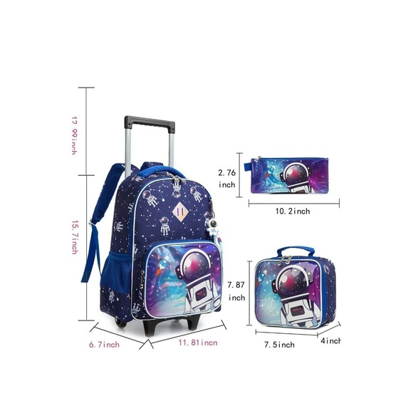 MOHCO Rolling Backpack Cute 16 inch Set 3 in 1 with Lunch Bag and Pencil Case... - Picture 2 of 7